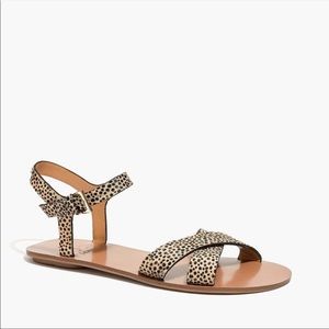 NWOT J Crew Leopard Calf Hair Sandals Size 9